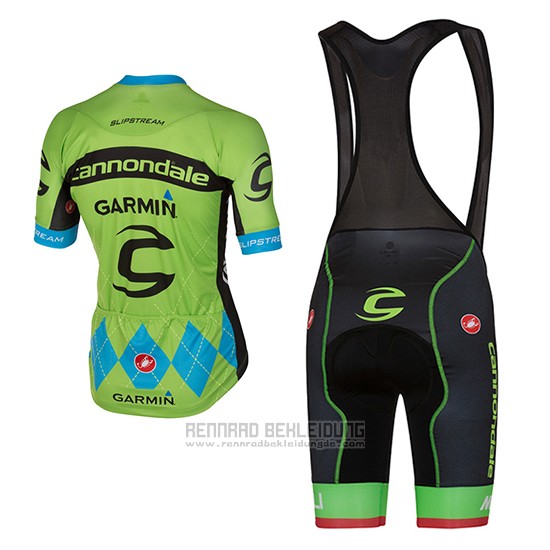 2017 Fahrradbekleidung Cannondale Grun und Blau Trikot Kurzarm und Tragerhose - zum Schließen ins Bild klicken